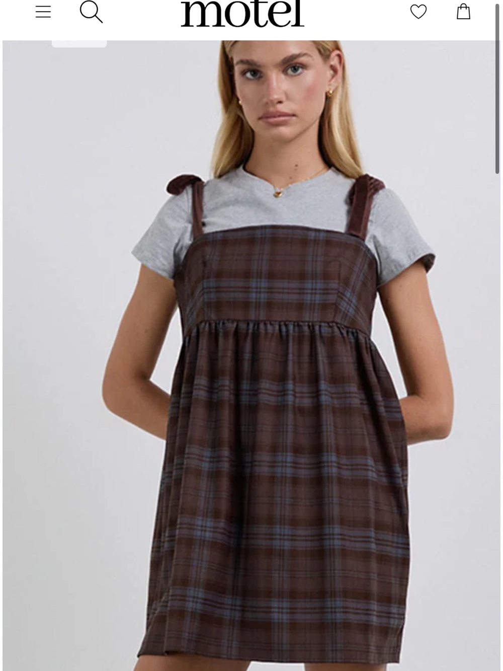 ISO Motel Rocks Brown Plaid Mikayla Mini Dress